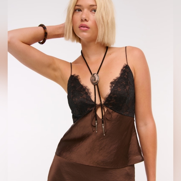 Abercrombie & Fitch Tops - Abercrombie & Fitch Bella Tie-Front Cami Chestnut NWT M